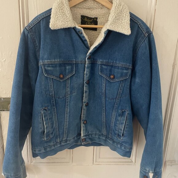 Vintage Michael Charles for Cooper Denim Sherpa Lined Trucker Jacket Mens 48 - Picture 7 of 7